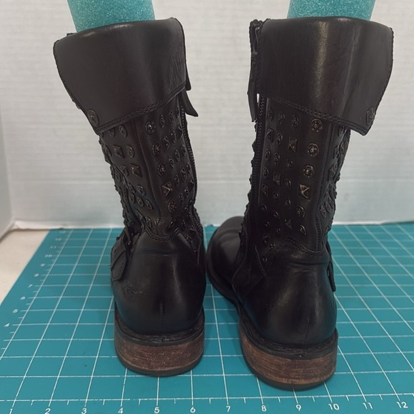 UGG Australia Conor Studded Black Leather & Shearling Moto Mid Calf Boots Size 9 - Picture 10 of 15
